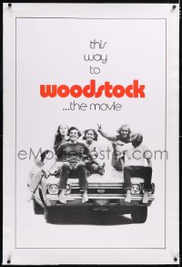 4x0873 WOODSTOCK linen teaser 1sh 1970 great image of teens sitting on a 1969 Chevy Chevelle SS!