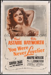 4x0883 YOU WERE NEVER LOVELIER linen 1sh R1949 fantastic c/u of sexiest Rita Hayworth, Astaire, rare!