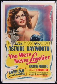 4x0884 YOU WERE NEVER LOVELIER linen style B 1sh 1942 fantastic c/u of sexy Rita Hayworth, Astaire!