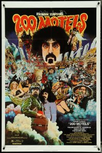 4y0680 200 MOTELS 1sh 1971 directed by Frank Zappa, rock 'n' roll, wild McMacken artwork!