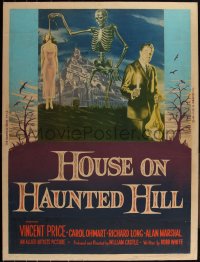 4y0001 HOUSE ON HAUNTED HILL foamcore mounted 30x40 1959 Price & skeleton w/hanged girl, ultra rare!