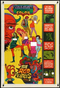 4y0167 ACID EATERS 28x42 1sh 1967 nude beach parties, LSD orgies, the Devil & more, psychedelic art!