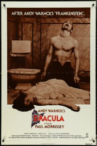 4y0697 ANDY WARHOL'S DRACULA 1sh 1974 Paul Morrissey, cool image of vampire Udo Kier!