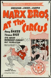 4y0701 AT THE CIRCUS 1sh R1962 Marx Brothers, Groucho, Chico & Harpo, Al Hirschfeld art!
