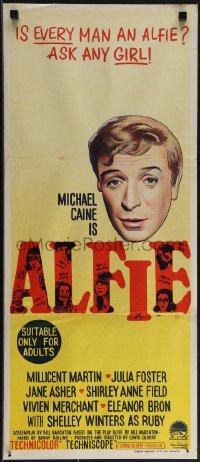 4y0356 ALFIE Aust daybill 1966 British cad Michael Caine loves them and leaves them, ask any girl!