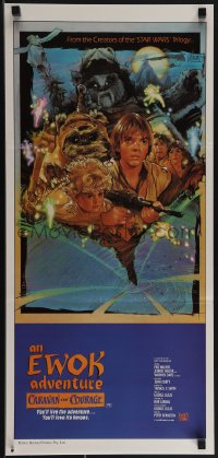 4y0368 CARAVAN OF COURAGE Aust daybill 1984 An Ewok Adventure, Star Wars, art by Drew Struzan!