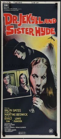 4y0375 DR. JEKYLL & SISTER HYDE Aust daybill 1972 sexual transformation of man to woman actually takes place!