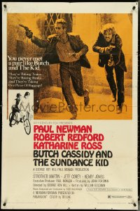 4y0730 BUTCH CASSIDY & THE SUNDANCE KID style B 1sh 1969 Paul Newman, Robert Redford, Ross!