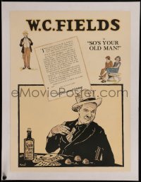 4y0040 SO'S YOUR OLD MAN campaign book page 1926 art of W.C. Fields w/snake oil, cards & shell game