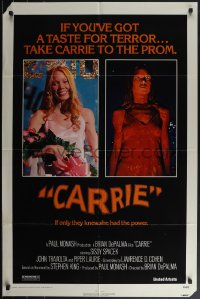 4y0734 CARRIE 1sh 1976 Stephen King, Sissy Spacek before and after her bloodbath at the prom!