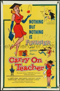 4y0735 CARRY ON TEACHER 1sh 1962 Kenneth Connor, Charles Hawtrey, English, sexy comic art!
