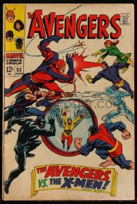 4y0306 AVENGERS #53 comic book June 1968 art by Buscema & Tuska, with guest stars The X-Men!
