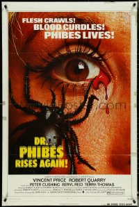 4y0781 DR. PHIBES RISES AGAIN 1sh 1972 Vincent Price, classic close up of a spider on a woman's face!