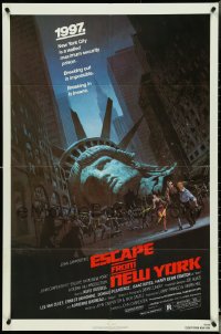 4y0795 ESCAPE FROM NEW YORK NSS style 1sh 1981 John Carpenter, decapitated Lady Liberty by Jackson!