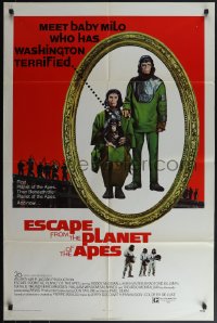 4y0796 ESCAPE FROM THE PLANET OF THE APES 1sh 1971 meet Baby Milo who has Washington terrified!
