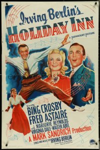 4y0173 HOLIDAY INN 1sh 1942 Fred Astaire, Bing Crosby, Reynolds, Irving Berlin musical, very rare!
