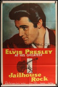 4y0177 JAILHOUSE ROCK 1sh 1957 classic art of rock & roll king Elvis Presley by Bradshaw Crandell!