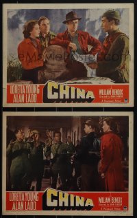 4y0658 CHINA 2 LCs 1943 Alan Ladd, William Bendix & Loretta Young with war refugees!