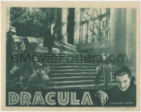 4y0218 DRACULA LC R1938 vampire Bela Lugosi on castle stairs welcoming David Manners, rare!