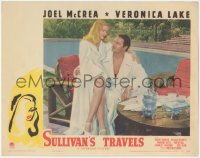 4y0243 SULLIVAN'S TRAVELS LC 1941 Joel McCrea & sexy Veronica Lake by pool, Preston Sturges, rare!