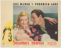 4y0244 SULLIVAN'S TRAVELS LC 1941 great c/u of Joel McCrea & sexy Veronica Lake, Preston Sturges
