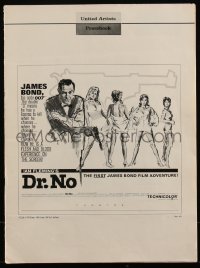 4y0049 DR. NO pressbook 1962 Sean Connery as the very first movie James Bond, Caroff & Hooks art!