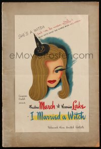 4y0054 I MARRIED A WITCH pressbook 1942 special tipped in cover w/ art of Veronica Lake, very rare!