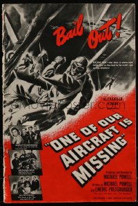 4y0061 ONE OF OUR AIRCRAFT IS MISSING pressbook 1942 Powell & Pressburger, bomber plane art, rare!