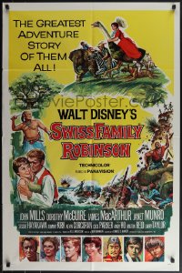 4y1072 SWISS FAMILY ROBINSON 1sh 1960 John Mills, Walt Disney family fantasy classic!