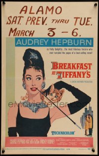 4y0067 BREAKFAST AT TIFFANY'S WC 1961 classic McGinnis art of sexy elegant Audrey Hepburn with cat!