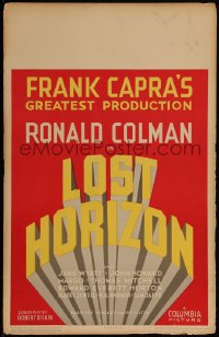 4y0073 LOST HORIZON WC 1937 Frank Capra's greatest production starring Ronald Colman, ultra rare!