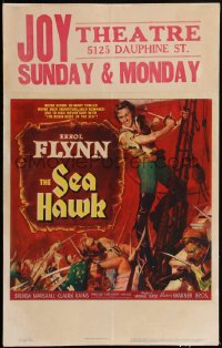 4y0078 SEA HAWK WC 1940 Michael Curtiz directed, cool art of swashbuckler Errol Flynn with sword!