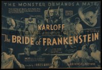 4y0111 BRIDE OF FRANKENSTEIN herald 1935 Boris Karloff & Elsa Lanchester in full makeup, rare!