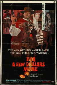 4z0358 FOR A FEW DOLLARS MORE 30x40 1967 the man with no name is back, Clint Eastwood, ultra rare!