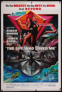 4z0009 SPY WHO LOVED ME 40x60 1977 cool Bob Peak art of Roger Moore as James Bond & Barbara Bach!