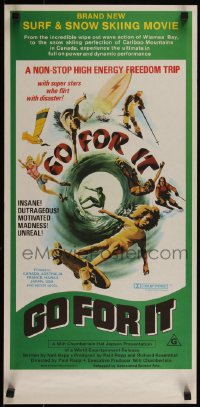 4z0263 GO FOR IT Aust daybill 1976 cool surfing, skateboarding & extreme sports art!