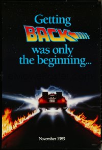 4z0891 BACK TO THE FUTURE II teaser DS 1sh 1989 great image of the Delorean time machine!