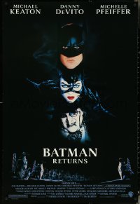 4z0896 BATMAN RETURNS 1sh 1992 Michael Keaton, Danny DeVito, Michelle Pfeiffer, Tim Burton!
