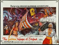 4z0138 GOLDEN VOYAGE OF SINBAD British quad 1973 Ray Harryhausen, great fantasy art by Bysouth!