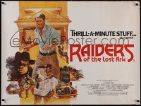 4z0044 RAIDERS OF THE LOST ARK British quad 1981 Brian Bysouth art of adventurer Harrison Ford!