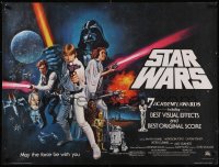 4z0046 STAR WARS British quad 1978 A New Hope, George Lucas sci-fi, art by Tom William Chantrell!