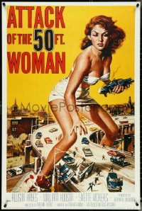 4z0435 ATTACK OF THE 50 FT WOMAN 27x40 commercial poster 1990s enormous Allison Hayes over highway!