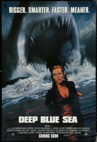 4z0924 DEEP BLUE SEA signed 1sh 1999 by director Renny Harlin, girl attacked by gigantic shark!