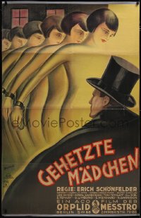 4z0017 GEHETZTE MADCHEN German 35x54 1930 Schuttrich art of naked shackled women by man, ultra rare!