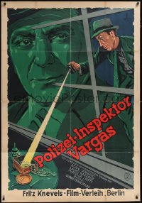 4z0020 L'ISPETTORE VARGAS German 38x54 1942 cool art of detective shining light on jewels, rare!