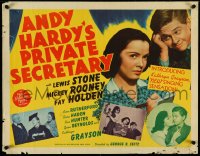 4z0546 ANDY HARDY'S PRIVATE SECRETARY 1/2sh 1941 Mickey Rooney, Grayson in her 1st, ultra rare!