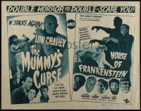 4z0071 HOUSE OF FRANKENSTEIN/MUMMY'S CURSE 1/2sh 1945 double horror to double-scare you, very rare!
