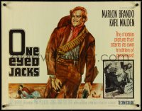 4z0620 ONE EYED JACKS 1/2sh 1961 great art of star & director Marlon Brando w/gun & bandolier!