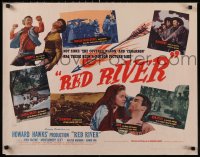 4z0074 RED RIVER style A 1/2sh 1948 art of John Wayne & co-stars, Howard Hawks classic, ultra rare!