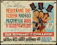 4z0633 SEX KITTENS GO TO COLLEGE signed style B 1/2sh 1960 by Mamie Van Doren, art of top cast!